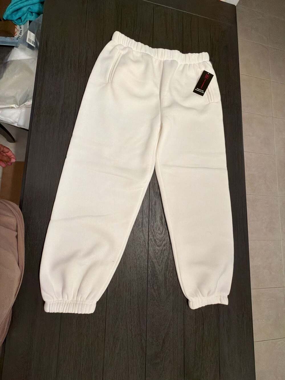 #29No Boundaries Women's Plush Fleece Jogger Sweatpants in Cream